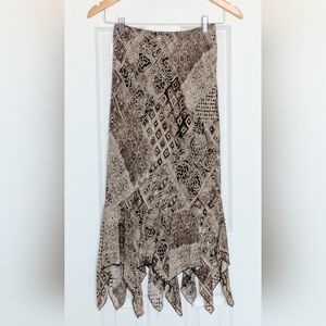 Women's (Small) Lightweight Elastic Waist Lined Boho Maxi Skirt w/Fringed Hem